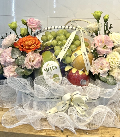Giỏ Hoa Quả - Giỏ Quà Trái Cây Hoa Tươi HX-0004