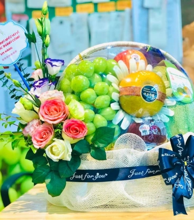 Giỏ Hoa Quả - Giỏ Quà Trái Cây Hoa Tươi HX-0005