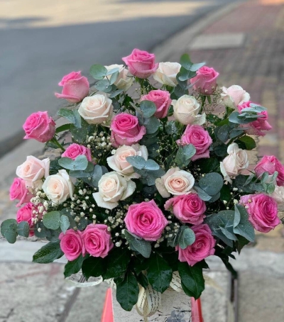 Giỏ Hoa Hồng - Hoa Tươi Chúc Mừng HCM-0016