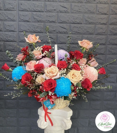 Giỏ Hoa Hồng Chúc Mừng HCM-0001