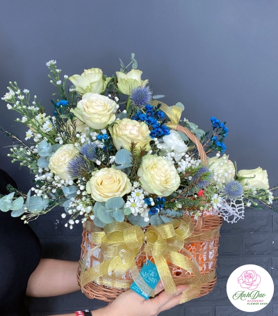 Giỏ Hoa Hồng Chúc Mừng HCM-0005