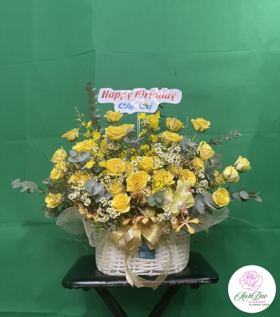 Giỏ Hoa Hồng Chúc Mừng HCM-0014