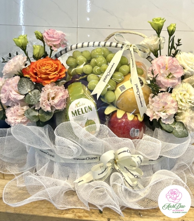 Giỏ Hoa Quả - Giỏ Quà Trái Cây Hoa Tươi HX-0004