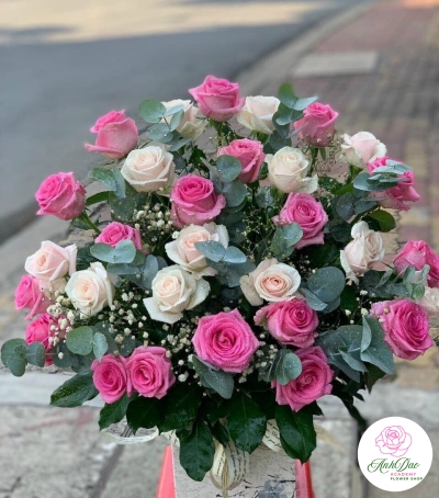 Giỏ Hoa Hồng - Hoa Tươi Chúc Mừng HCM-0016