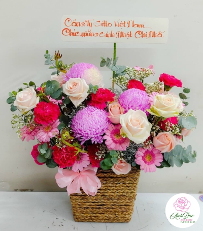 Giỏ Hoa Hồng - Hoa Tươi Chúc Mừng HCM-0102