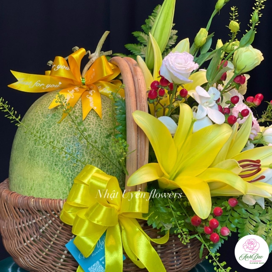 Giỏ Hoa Quả - Giỏ Quà Trái Cây Hoa Tươi HX-0702