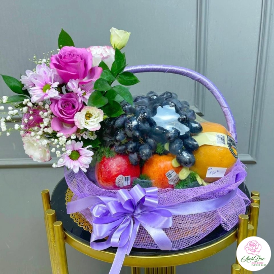 Giỏ Hoa Quả - Giỏ Quà Trái Cây Hoa Tươi HX-0006
