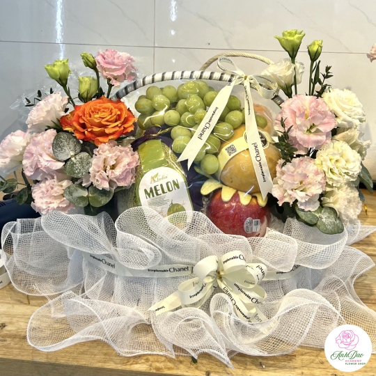 Giỏ Hoa Quả - Giỏ Quà Trái Cây Hoa Tươi HX-0004