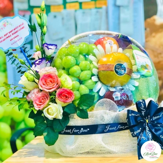 Giỏ Hoa Quả - Giỏ Quà Trái Cây Hoa Tươi HX-0005
